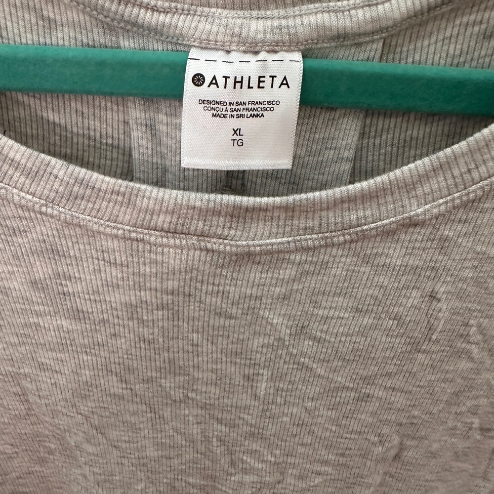 Athleta Light Gray Ribbed Tee - Picture 2 of 6